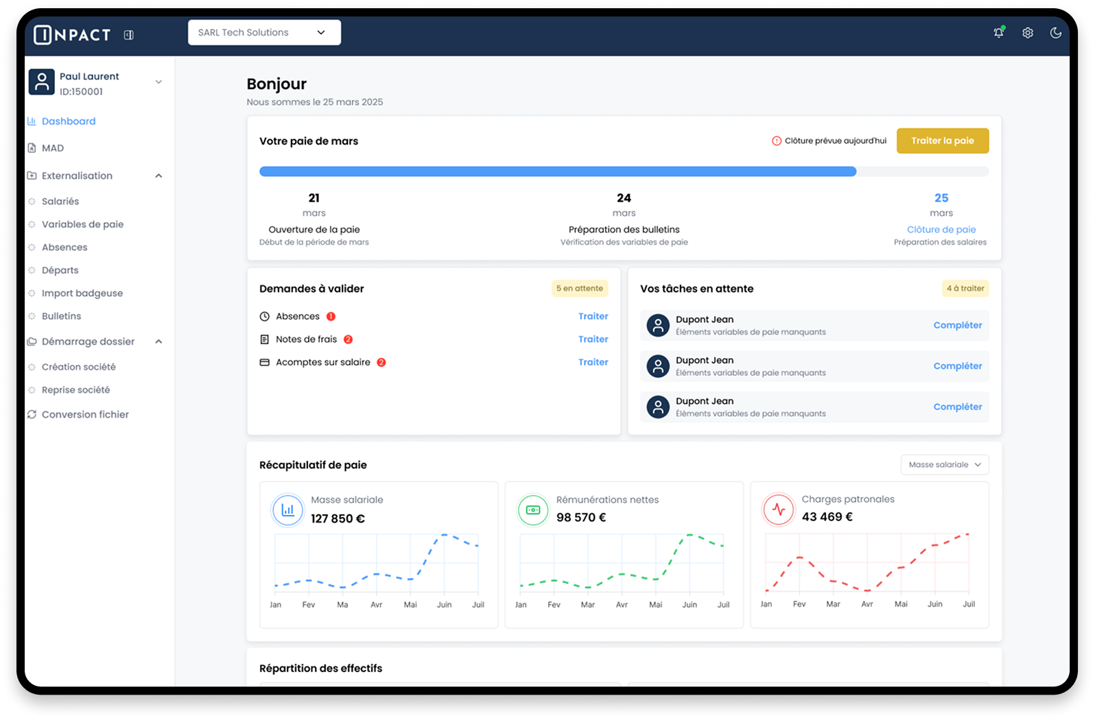 Application de gestion de la paie et SIRH INPACT+